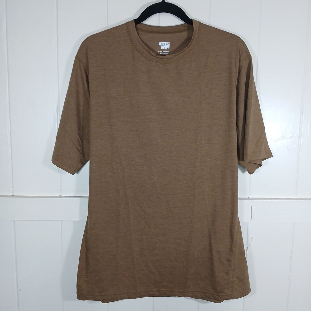 Massif Inversion T-Shirt Mens Large Brown Flame Resistant FR MLBL00234 USA Made